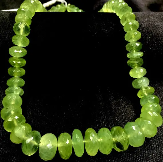 Aaa+ Quality~~great Luster~natural Prehnite Faceted Rondelle Beads Very Beautiful Prehnite Green Gemstone Beads Prehnite Necklace.