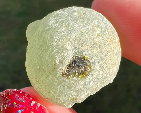 Natural Prehnite Ball With Epidote Crystal From Mali, West Africa, Bright Green, Collectors Piece, Mineral Specimen, Gift For Her #1