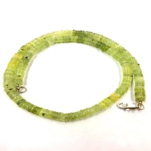 Shop Prehnite Rondelle Beads! Natural Stone Prehnite Smooth Tyre Beads 7mm Wheel Shape Gemstone Beads 18" Strand Wholesale Price | Natural genuine rondelle Prehnite beads for beading and jewelry making.  #jewelry #beads #beadedjewelry #diyjewelry #jewelrymaking #beadstore #beading #affiliate #ad