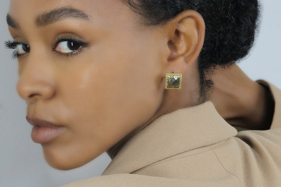 Iron Pyrite Earrings · Raw Gold Filled Earrings · Grey Crystal Earrings · Natural Stone Earrings For Women · Square Earrings Gold