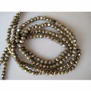 Shop Pyrite Faceted Beads! Natural Pyrite Micro Faceted Rondelle Beads, 3.5mm Beads, 13 Inch Strand, Wholesale Beads | Natural genuine faceted Pyrite beads for beading and jewelry making.  #jewelry #beads #beadedjewelry #diyjewelry #jewelrymaking #beadstore #beading #affiliate #ad