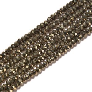 Shop Pyrite Faceted Beads! Pyrite Faceted Rondelle Beads Size 2x3mm 15.5'' Strand | Natural genuine faceted Pyrite beads for beading and jewelry making.  #jewelry #beads #beadedjewelry #diyjewelry #jewelrymaking #beadstore #beading #affiliate #ad