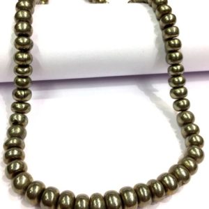 Shop Pyrite Rondelle Beads! Natural Pyrite Smooth Rondelle Shape Beads Pyrite Polished Rondelle Beads Beautiful Pyrite Gemstone Beads Jewelry Making Bead 7-8.MM Beads. | Natural genuine rondelle Pyrite beads for beading and jewelry making.  #jewelry #beads #beadedjewelry #diyjewelry #jewelrymaking #beadstore #beading #affiliate #ad