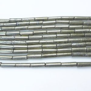 Shop Pyrite Round Beads! natural pyrite smooth round tube beads – 4x13mm gemstone cylinder beads – bronze color stone beads – jewelry making tubes -15inch | Natural genuine round Pyrite beads for beading and jewelry making.  #jewelry #beads #beadedjewelry #diyjewelry #jewelrymaking #beadstore #beading #affiliate #ad