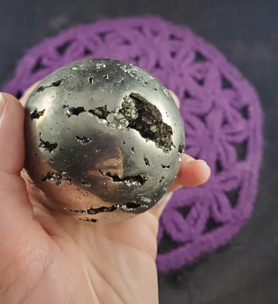 Large Pyrite Sphere 62mm Crystal Ball Stone Polished Unique Natural High Quality Peru Shiny Fools Gold Choose Your Stand