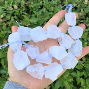 Shop Quartz Chip & Nugget Beads! 1 Strand/15" Natural Raw Clear Crystal White Quartz Nugget Rough Gems Chakras Healing Gemstone Loose Beads for Necklace Charm Jewelry Making | Natural genuine chip Quartz beads for beading and jewelry making.  #jewelry #beads #beadedjewelry #diyjewelry #jewelrymaking #beadstore #beading #affiliate #ad
