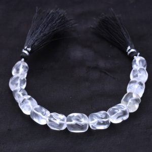 Shop Quartz Chip & Nugget Beads! Rare AAA+ Crystal Quartz Gemstone 10x12mm Carving Smooth Nuggets | Crystal Quartz Semiprecious Gemstone Oval Tumbled Loose Beads | 6" Strand | Natural genuine chip Quartz beads for beading and jewelry making.  #jewelry #beads #beadedjewelry #diyjewelry #jewelrymaking #beadstore #beading #affiliate #ad