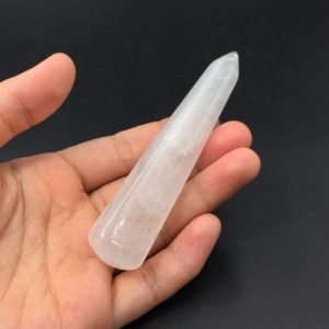 Shop Quartz Crystal Faceted Beads! 6-Sided Faceted White Quartz Massage Wand Quartz Crystal Wand Point Wand Smooth Polished Wand Meditation Crystal Healing Tool Reiki MW | Natural genuine faceted Quartz beads for beading and jewelry making.  #jewelry #beads #beadedjewelry #diyjewelry #jewelrymaking #beadstore #beading #affiliate #ad
