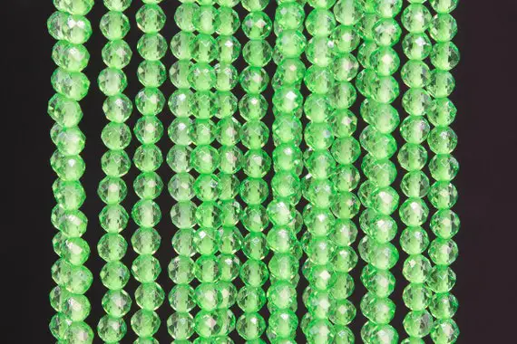 Natural Green Crystal Quartz Loose Beads Faceted Round Shape 3mm