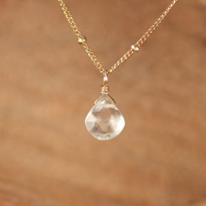Quartz necklace  – solitaire necklace – crystal necklace – wedding necklace – tiny necklace – 14k gold filled satellite chain | Natural genuine Quartz necklaces. Buy handcrafted artisan wedding jewelry.  Unique handmade bridal jewelry gift ideas. #jewelry #beadednecklaces #gift #crystaljewelry #shopping #handmadejewelry #wedding #bridal #necklaces #affiliate #ad