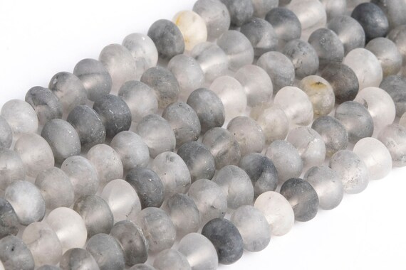 Matte Gray Crystal Quartz Beads Grade A Genuine Natural Gemstone Rondelle Loose Beads 6x4mm