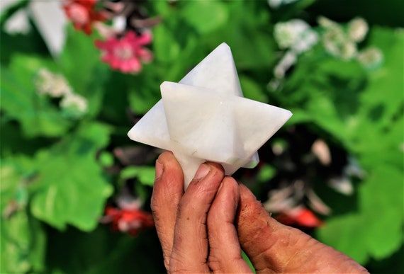 Natural White Quartz Crystal Merkabah Star Tetrahedron Large 65mm Energy Charger Healing & Meditation Tool Spiritual Gift Idea