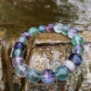 Rainbow Fluorite bracelet/  Green/ Purple/ natural/ gemstone/ Rainbow Fluorite/ Narure Art/ Jewelry