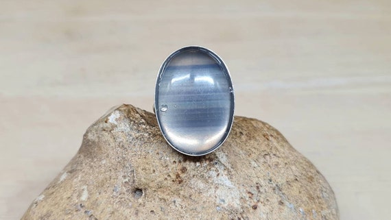 Large Rainbow Fluorite Ring. Reiki Jewelry Uk. Adjustable Statement Rings For Women