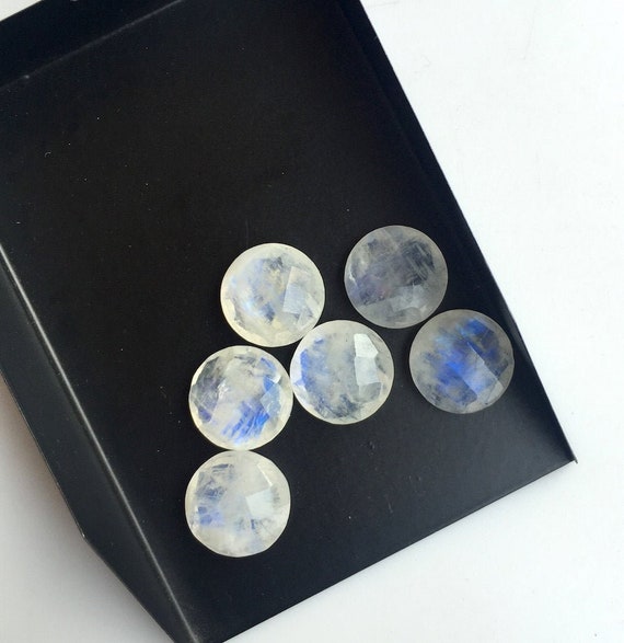 2 Pieces 13mm Each Rainbow Moonstone Round Shaped Matched Pairs Faceted Loose Gemstones Sku-ms24