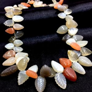AAA+ QUALITY~~Very Rare~~Natural Multi Moonstone Carving Leaf Shape Beads Moonstone Fancy Carving Beads Rainbow Moonstone Gemstone Beads. | Natural genuine other-shape Gemstone beads for beading and jewelry making.  #jewelry #beads #beadedjewelry #diyjewelry #jewelrymaking #beadstore #beading #affiliate #ad