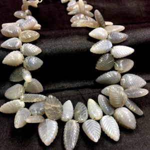 AAA+ QUALITY~~Very Rare~~Natural Grey Moonstone Carving Leaf Shape Beads Moonstone Fancy Beads Rainbow Moonstone Carving Gemstone Beads. | Natural genuine other-shape Gemstone beads for beading and jewelry making.  #jewelry #beads #beadedjewelry #diyjewelry #jewelrymaking #beadstore #beading #affiliate #ad