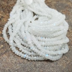 4mm Rainbow Moonstone Polished Rondelles, 13 inch | Natural genuine rondelle Rainbow Moonstone beads for beading and jewelry making.  #jewelry #beads #beadedjewelry #diyjewelry #jewelrymaking #beadstore #beading #affiliate #ad