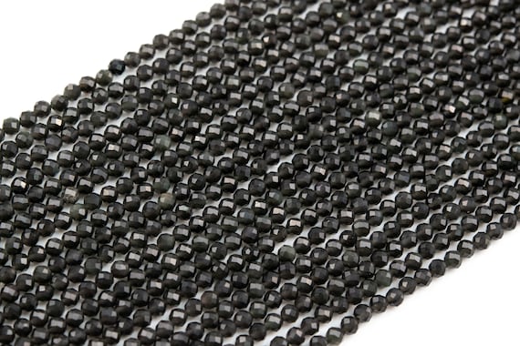 Genuine Natural Rainbow Obsidian Loose Beads Faceted Round Shape 3mm