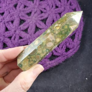 Rainforest Jasper Rhyolite Jasper Polished Point Healing Stones Generator Tower Crystal Self Standing Crystal Green | Natural genuine stones & crystals in various shapes & sizes. Buy raw cut, tumbled, or polished gemstones for making jewelry or crystal healing energy vibration raising reiki stones. #crystals #gemstones #crystalhealing #crystalsandgemstones #energyhealing #affiliate #ad