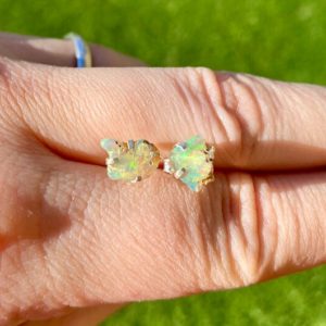 Shop Opal Jewelry! Raw Ethiopian Opal Earrings – Rough Ethiopian Opal Stud Earrings – Ethiopian Opal Jewelry – Sterling Silver – Ethiopian Opal Post Earrings | Natural genuine Opal jewelry. Buy crystal jewelry, handmade handcrafted artisan jewelry for women.  Unique handmade gift ideas. #jewelry #beadedjewelry #beadedjewelry #gift #shopping #handmadejewelry #fashion #style #product #jewelry #affiliate #ad