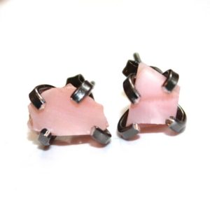Shop Opal Earrings! Raw Pink Opal Stud Earrings Organic Earrings Peruvian Opal Jewelry Free Form Earrings Opal Prong Set Earrings Raw Gemstones | Natural genuine Opal earrings. Buy crystal jewelry, handmade handcrafted artisan jewelry for women.  Unique handmade gift ideas. #jewelry #beadedearrings #beadedjewelry #gift #shopping #handmadejewelry #fashion #style #product #earrings #affiliate #ad