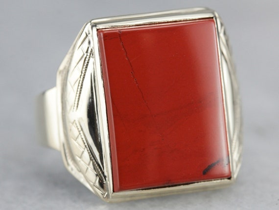 Retro Red Jasper Ring, Men's Red Jasper Ring, Men's Vintage Jewelry, Right Hand Ring 7r5zxeqk