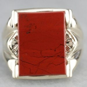 Shop Red Jasper Jewelry! Vintage Red Jasper Men's Ring, Retro Era Jasper Ring, Men's Vintage Jewelry, Red Stone Ring 271W7Q75 | Natural genuine Red Jasper jewelry. Buy crystal jewelry, handmade handcrafted artisan jewelry for women.  Unique handmade gift ideas. #jewelry #beadedjewelry #beadedjewelry #gift #shopping #handmadejewelry #fashion #style #product #jewelry #affiliate #ad