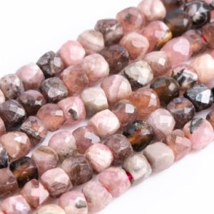 Shop Rhodochrosite Faceted Beads! Genuine Natural Pink Rhodochrosite Loose Beads Argentina Faceted Cube Shape 2mm | Natural genuine faceted Rhodochrosite beads for beading and jewelry making.  #jewelry #beads #beadedjewelry #diyjewelry #jewelrymaking #beadstore #beading #affiliate #ad