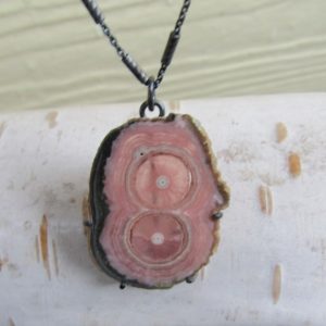 Shop Rhodochrosite Necklaces! Rhodochrosite Stalactite druzy, sterling silver prong setting necklace | Natural genuine Rhodochrosite necklaces. Buy crystal jewelry, handmade handcrafted artisan jewelry for women.  Unique handmade gift ideas. #jewelry #beadednecklaces #beadedjewelry #gift #shopping #handmadejewelry #fashion #style #product #necklaces #affiliate #ad