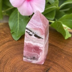 Shop Rhodochrosite Points & Wands! Rhodochrosite Obelisk / Tower | Crystal Point Pink Hues Banded 32grams | Natural genuine stones & crystals in various shapes & sizes. Buy raw cut, tumbled, or polished gemstones for making jewelry or crystal healing energy vibration raising reiki stones. #crystals #gemstones #crystalhealing #crystalsandgemstones #energyhealing #affiliate #ad