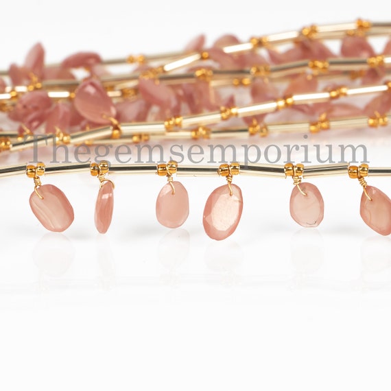 Rhodochrosite Briolette Beads, Faceted Cabs, Front To Back Drilled, Rhodochrosite Rose Cut Beads, Fancy Beads, Face Drill Beads