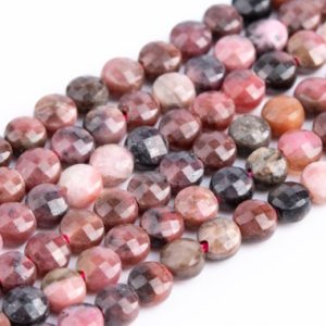 Shop Rhodonite Faceted Beads! Genuine Natural Pink Rhodonite Loose Beads Faceted Flat Round Button Shape 4x2mm | Natural genuine faceted Rhodonite beads for beading and jewelry making.  #jewelry #beads #beadedjewelry #diyjewelry #jewelrymaking #beadstore #beading #affiliate #ad