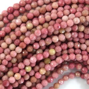 Natural Faceted Pink Rhodonite Round Beads 15" Strand 4mm 6mm 8mm 10mm 12mm | Natural genuine faceted Rhodonite beads for beading and jewelry making.  #jewelry #beads #beadedjewelry #diyjewelry #jewelrymaking #beadstore #beading #affiliate #ad