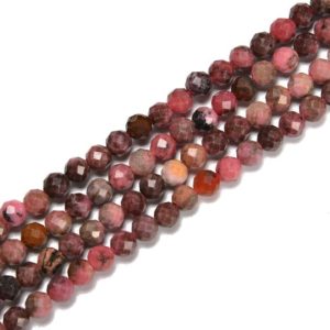 Shop Rhodonite Faceted Beads! Pink Rhodonite Hard Cut Faceted Round Beads Size 5mm 6mm 15.5'' Strand | Natural genuine faceted Rhodonite beads for beading and jewelry making.  #jewelry #beads #beadedjewelry #diyjewelry #jewelrymaking #beadstore #beading #affiliate #ad