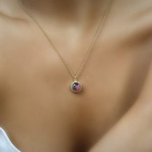 Delicate Rhodonite Necklace · Dainty Necklace Gift · Natural Gemstone Necklace · 18k Gold Vermeil Necklace · Cute Pink Teen Necklace | Natural genuine Rhodonite necklaces. Buy crystal jewelry, handmade handcrafted artisan jewelry for women.  Unique handmade gift ideas. #jewelry #beadednecklaces #beadedjewelry #gift #shopping #handmadejewelry #fashion #style #product #necklaces #affiliate #ad