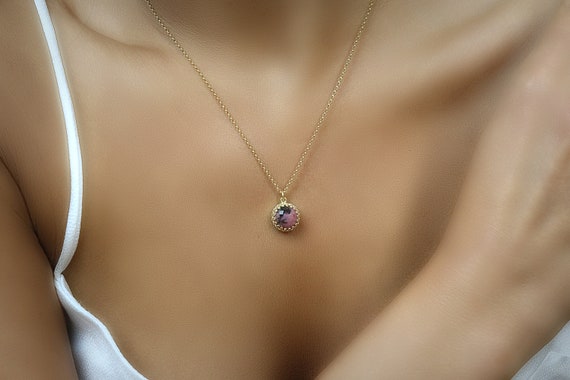 Delicate Rhodonite Necklace · Dainty Necklace Gift · Natural Gemstone Necklace · 18k Gold Vermeil Necklace · Cute Pink Teen Necklace
