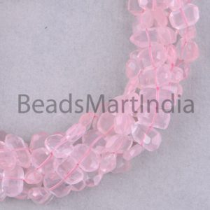 Shop Rose Quartz Chip & Nugget Beads! Rose Quartz Faceted Nugget Shape Beads, Central Drill Beads, Faceted Rose Quartz Beads, Rose Quartz Nugget Beads, Natural Nugget Beads | Natural genuine chip Rose Quartz beads for beading and jewelry making.  #jewelry #beads #beadedjewelry #diyjewelry #jewelrymaking #beadstore #beading #affiliate #ad