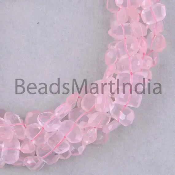 Rose Quartz Faceted Nugget Shape Beads, Central Drill Beads, Faceted Rose Quartz Beads, Rose Quartz Nugget Beads, Natural Nugget Beads