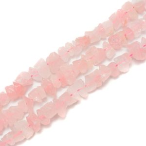 Rose Quartz Rough Nugget Chunks Center Drill Beads Approx 7x15mm 15.5" Strand | Natural genuine chip Rose Quartz beads for beading and jewelry making.  #jewelry #beads #beadedjewelry #diyjewelry #jewelrymaking #beadstore #beading #affiliate #ad