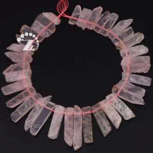 Rose Quartz,15 inch Rose Quartz smooth graduated slab slice bead,stick,tusk,point,top drilled bead,Crystal Quartz,Crystal beads,9-11×23-50mm | Natural genuine other-shape Rose Quartz beads for beading and jewelry making.  #jewelry #beads #beadedjewelry #diyjewelry #jewelrymaking #beadstore #beading #affiliate #ad
