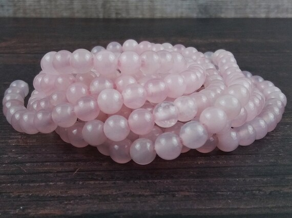 Rose Quartz Gemstone Beads, Reiki Infused Large Hole Beads, Big Hole Stone Beads