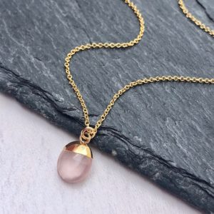 Rose Quartz Necklace, Rose Quartz Oval Pendant, Blush Pink Gold Necklace, Neutral Minimalist Layering Jewelry, Pink Jewelry Gift for women | Natural genuine Rose Quartz pendants. Buy crystal jewelry, handmade handcrafted artisan jewelry for women.  Unique handmade gift ideas. #jewelry #beadedpendants #beadedjewelry #gift #shopping #handmadejewelry #fashion #style #product #pendants #affiliate #ad