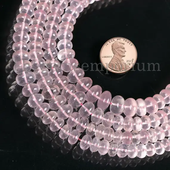 Rose Quartz Smooth Rondelle Beads, 5-7mm Rose Quartz Rondelle Beads, Rondelle Beads, Rose Quartz Smooth Beads, Rose Quartz Beads