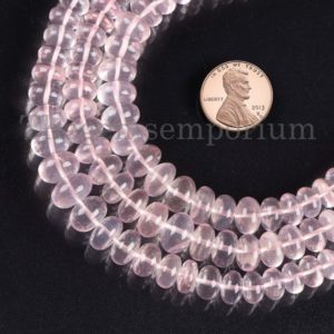 Shop Rose Quartz Rondelle Beads! Rose Quartz Smooth Rondelle Shape Beads, Rose Quartz Rondelle Beads, Rondelle Beads, Rose Quartz Smooth Beads, Rose Quartz Beads | Natural genuine rondelle Rose Quartz beads for beading and jewelry making.  #jewelry #beads #beadedjewelry #diyjewelry #jewelrymaking #beadstore #beading #affiliate #ad
