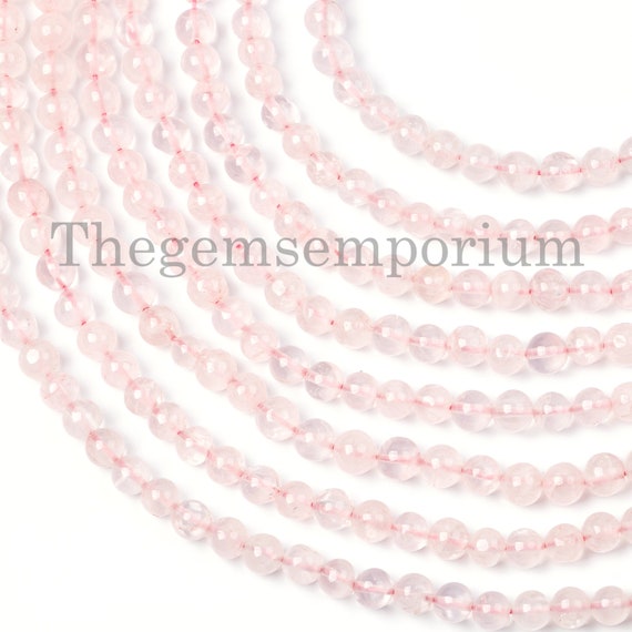 Rose Quartz 5-7mm Round Beads, Rose Quartz Beads, Rose Quartz Smooth Beads, Smooth Round Beads, Round Ball Beads, Quartz Wholesale Beads