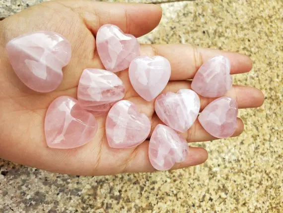 Rose Quartz Heart Stone Set Of 100 Wholesale Bulk 1" (25mm)