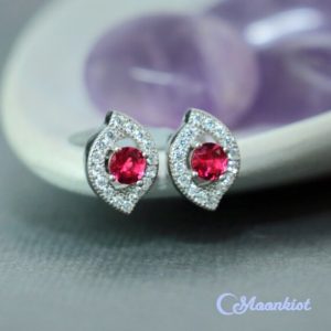 Shop Ruby Earrings! SALE Ruby Red CZ Stud Earrings, Sterling Silver CZ Pave Earrings, Womens Ruby Studs, July Birthstone Earrings | Moonkist Designs | Natural genuine Ruby earrings. Buy crystal jewelry, handmade handcrafted artisan jewelry for women.  Unique handmade gift ideas. #jewelry #beadedearrings #beadedjewelry #gift #shopping #handmadejewelry #fashion #style #product #earrings #affiliate #ad