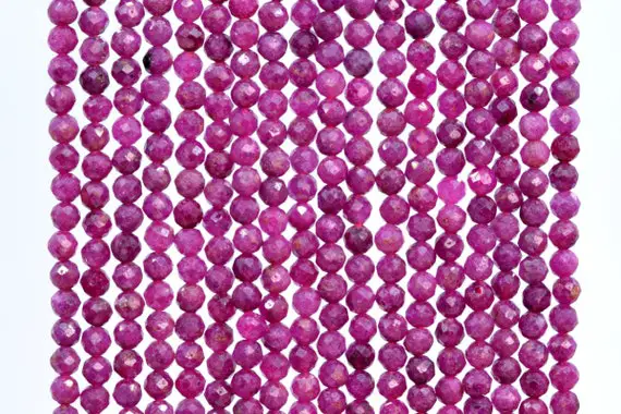 Genuine Natural Ruby Gemstone Beads 4mm Purple Red Faceted Round Aaa Quality Loose Beads (107719）