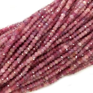 Shop Ruby Faceted Beads! Genuine Ruby Faceted Beads, Natural Gemstone Beads, Nice Cut Rondelle Stone Beads 2×3-4mm 15'' | Natural genuine faceted Ruby beads for beading and jewelry making.  #jewelry #beads #beadedjewelry #diyjewelry #jewelrymaking #beadstore #beading #affiliate #ad